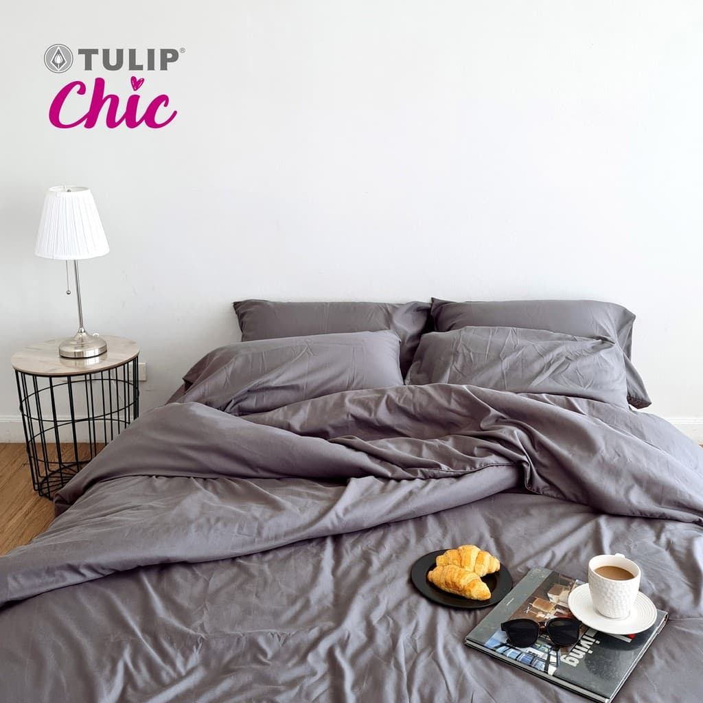 TULIP CHIC สีพื้น CHIC01 ชุดเครื่องนอน ผ้าปูที่นอน ผ้าห่มนวม สัมผัสนุ่มสบายสไตล์มินิมอล