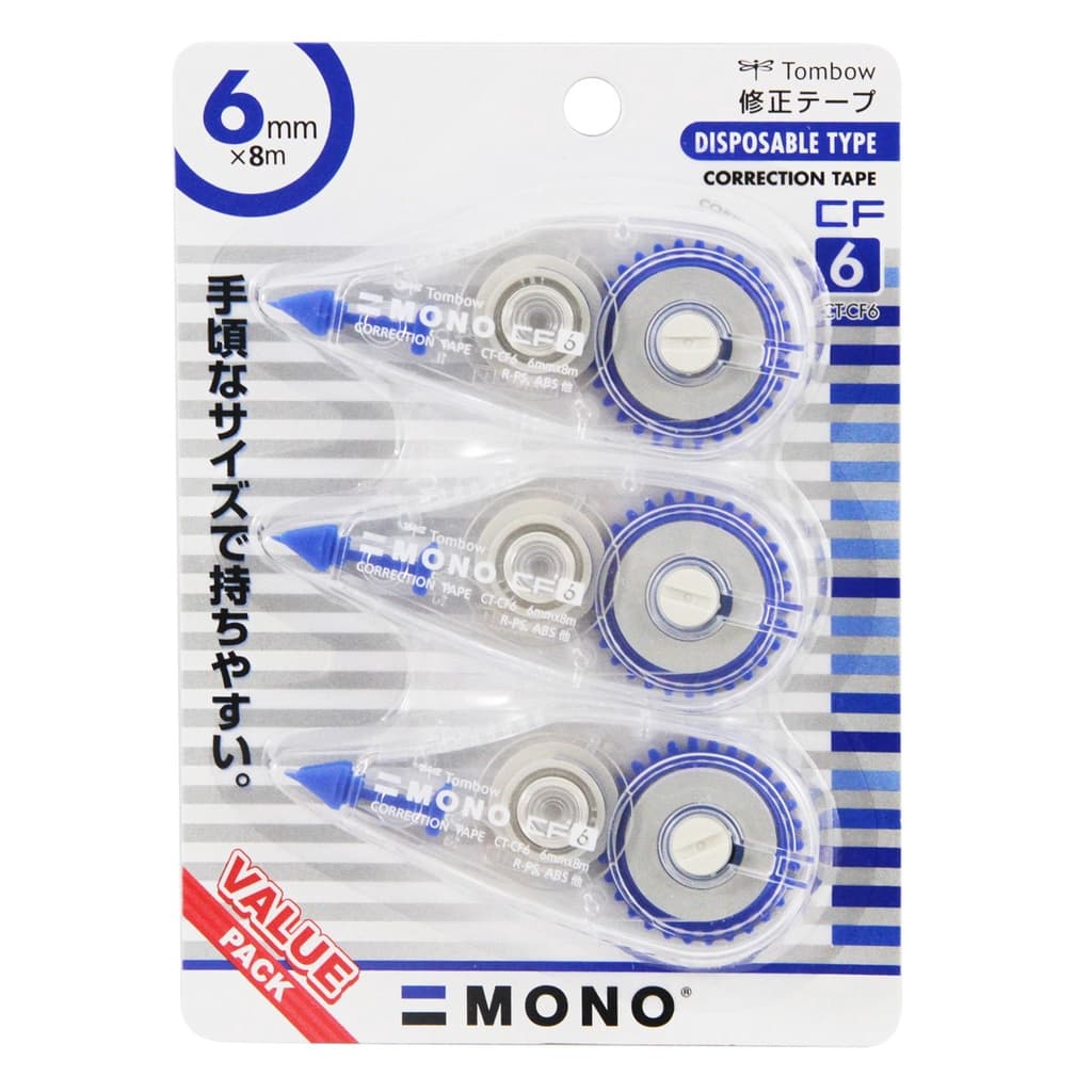Tombow MONO เทปลบคําผิด ลิควิดเทป ลิควิด CT-CF6 6 mm. แพ็ค 3 ชิ้น สมใจเครื่องเขียน Somjai