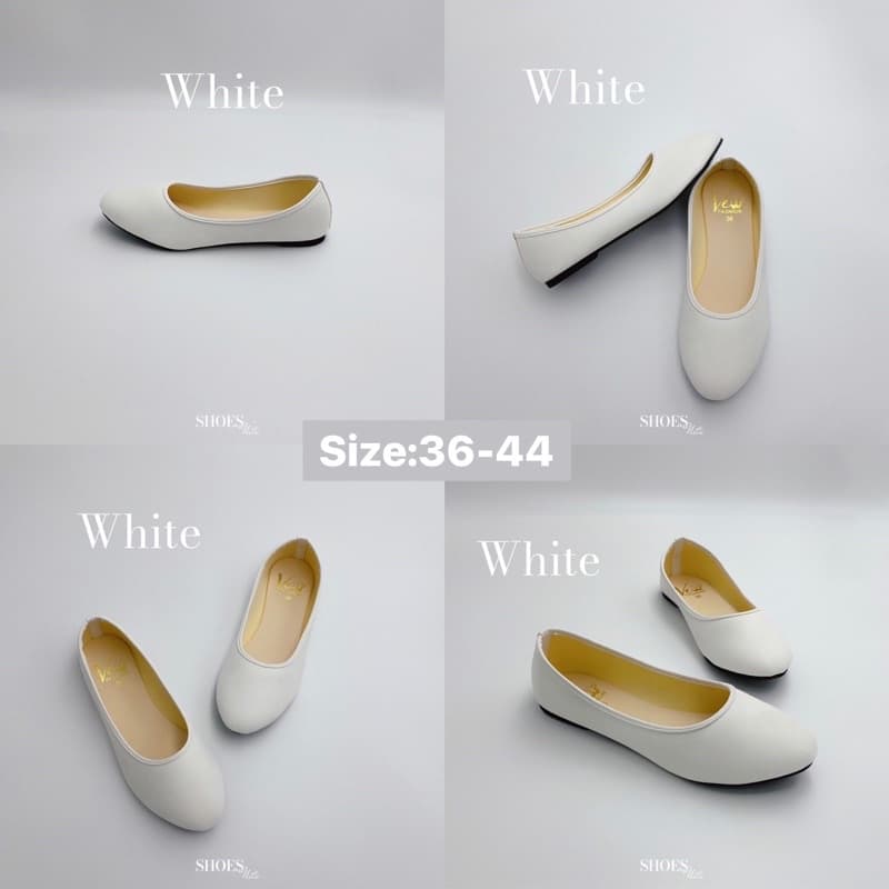 รองเท้าคัชชู สีขาว 🤍 ไซส์ 36 - 44 🤍 คัชชูหนังนิ่ม คัชชูนักศึกษาไม่มีส้น รองเท้าทํางาน SHOESNITA