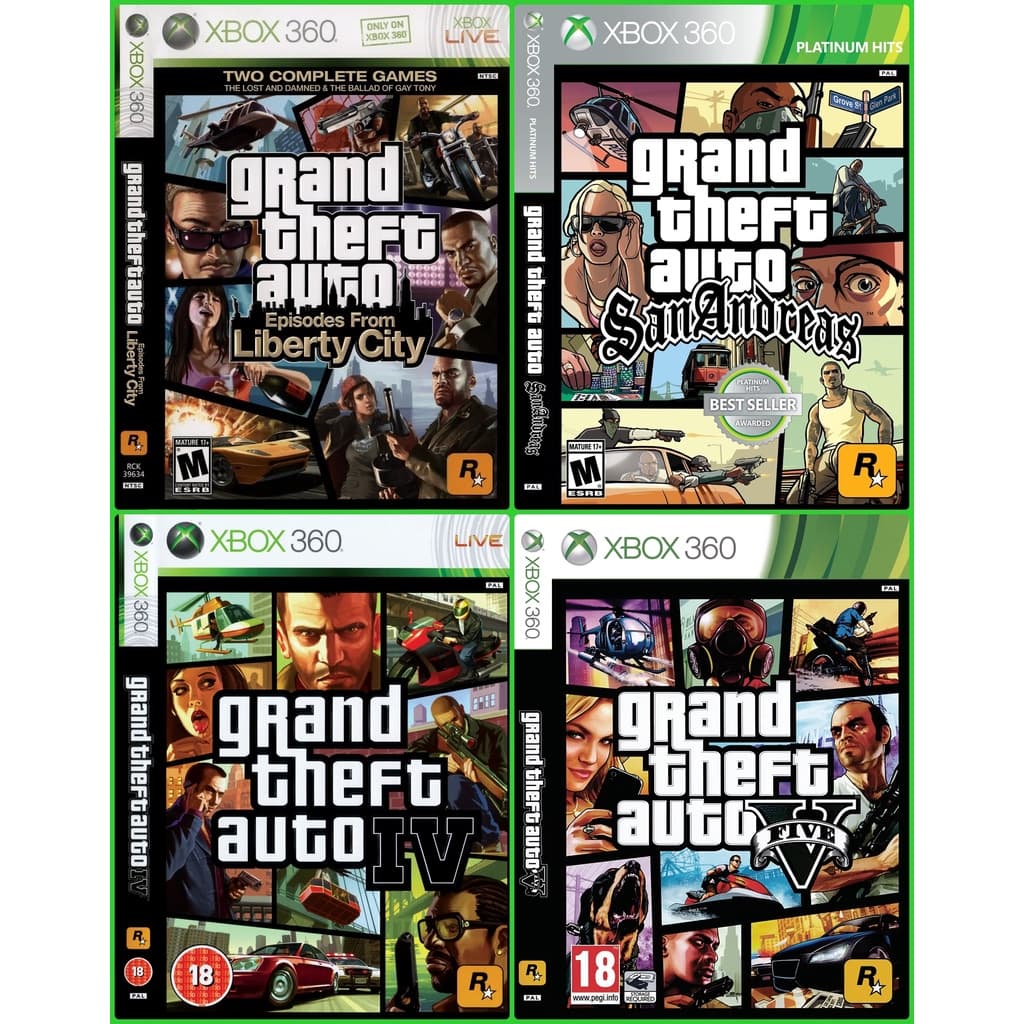 Grand Theft Auto แกรนด์เทฟต์ออโต (GTA) ทุกภาค แผ่นเกม xbox360 สําหลับเครื่องแปลง RGH/JTAC LT2.0 LT3.0