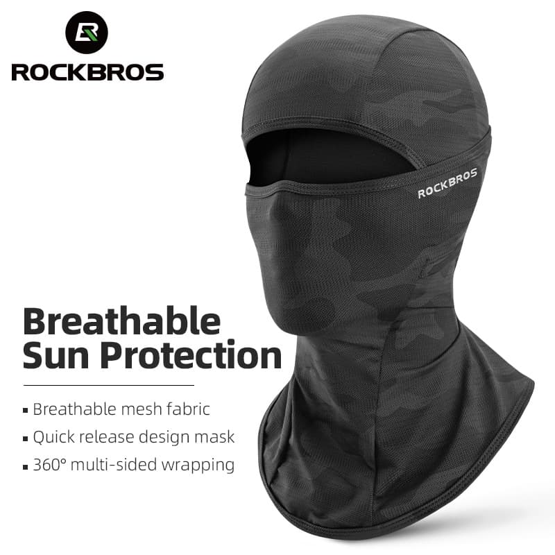ROCKBROS หน้ากาก ผ้าพันคอ ผ้าเรยอน ป้องกันแดด ระบายอากาศ แบบเต็มหน้า สําหรับขี่รถจักรยานยนต์
