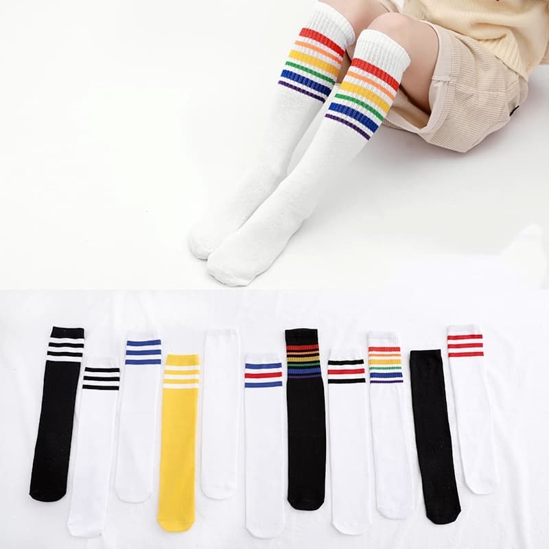 ถุงเท้าเด็กยาวสไตล์ญี่ปุ่น ใส่คู่ชุดนักเรียน ระบายอากาศได้ดี Girls Knee High Socks