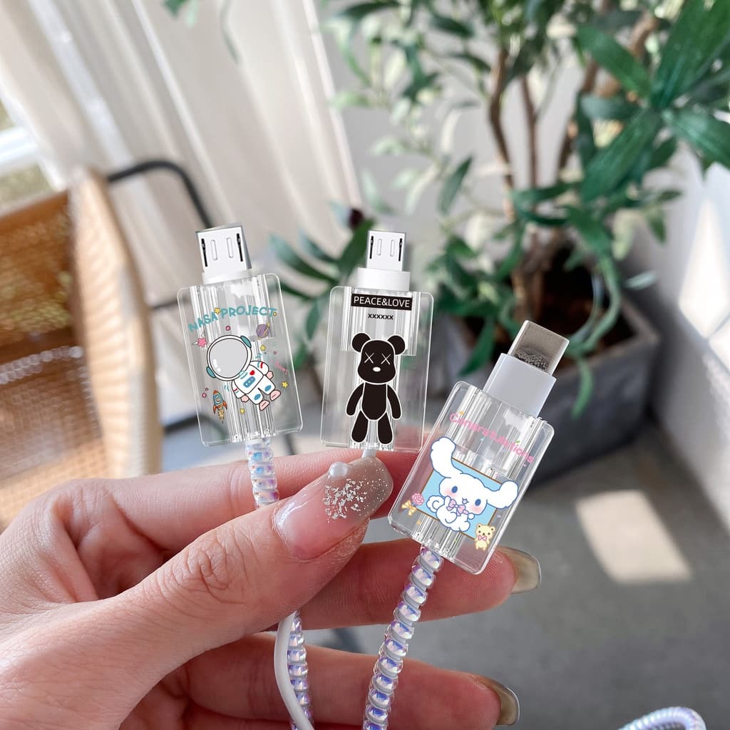 Cable Bite TPU นิ่ม ที่กันสายหัก ลายการ์ตูน cable protector สําหรับ สายชาร์จ iP/Android/Type-C