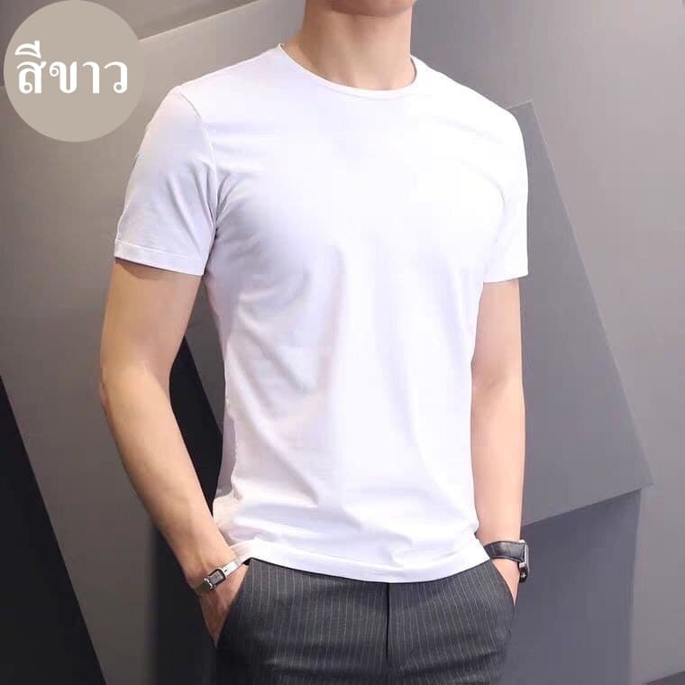 เสื้อยืด เสื้อยืดสีพื้น เสื้อแขนสั้น คอกลม เนื้อผ้าcotton 100% ใส่สบาย เรียบหรู ดูดี ไม่ร้อน ทรงสวย…