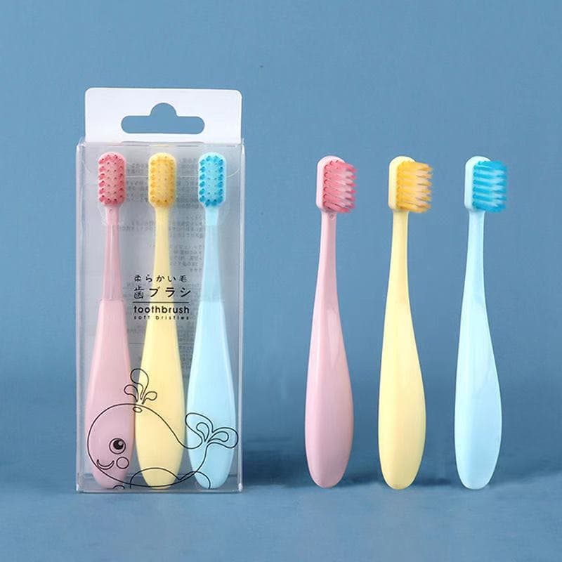 แปรงสีฟันเด็กแพ็ค 3 ชิ้น HOT 3ชิ้น/แพ็ค แปรงสีฟันขนนุ่มสําหรับเด็ก แปรงสีฟัน
