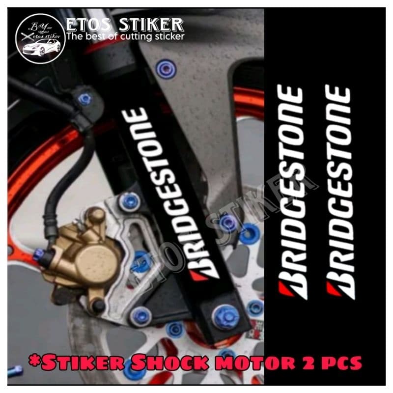 สติ๊กเกอร์โช๊คมอเตอร์ไซค์ Bridgestone 2 ชิ้น สติ๊กเกอร์ตัดมอเตอร์ไซค์แบบกําหนดเอง