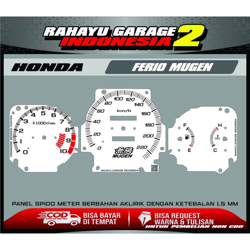 แผงหน้าปัดรถยนต์ Civic Ferio/Genio/EK4/Mugen/Type R/Sir/Speedometer แผงทดแทนแบบ Replica
