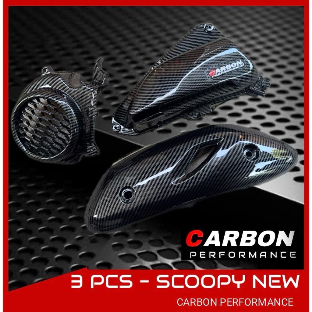 แพ็คเกจคาร์บอน 3 ชิ้น Scoopy New 2021-2024 (FILTER, FAN, SHIELD)