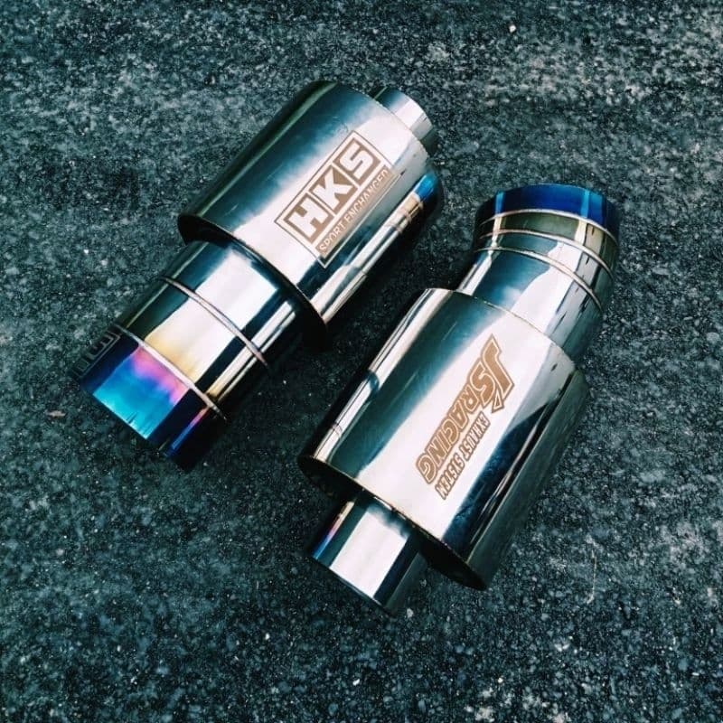 HKS Js Racing Blue Tailpipe Exhaust แห้ง ไซส์เด็ก