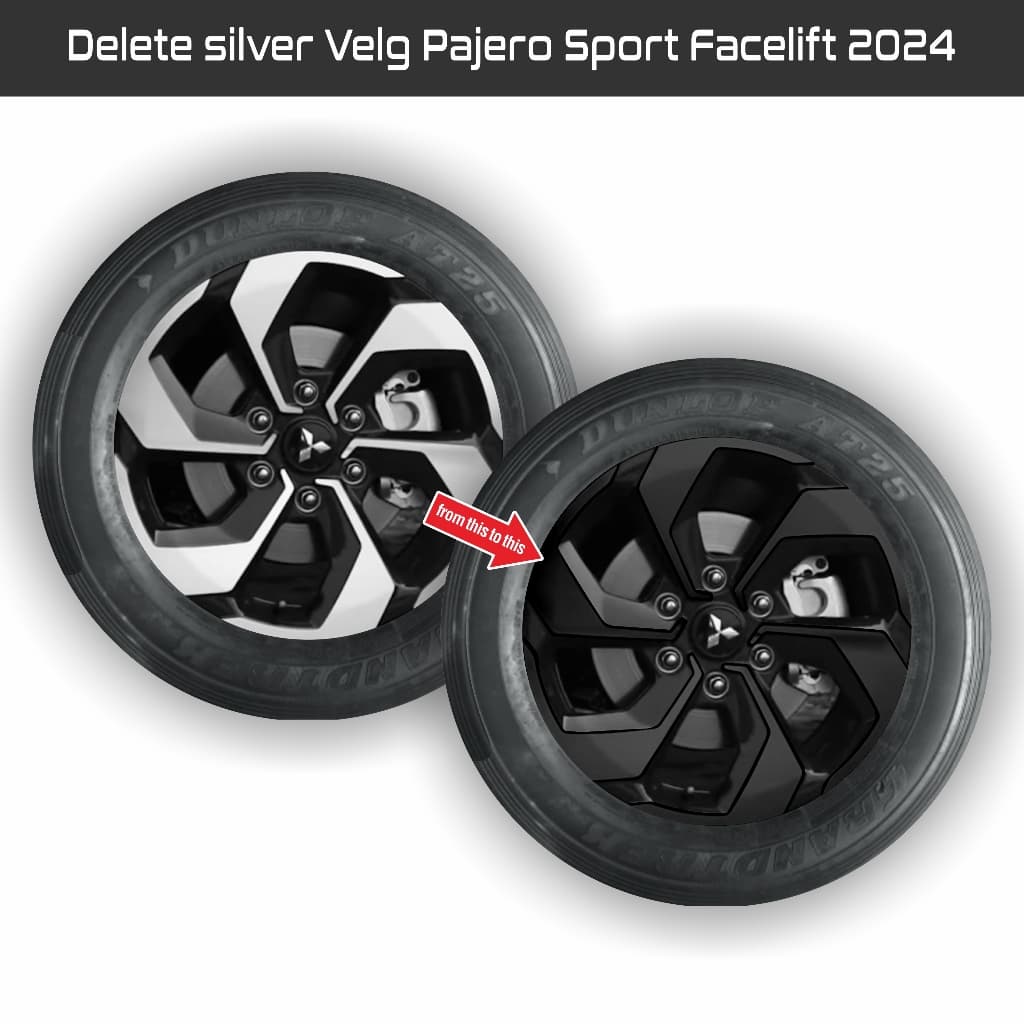 ลบสติ๊กเกอร์สีเงินสําหรับ Pajero Sport Dakar Facelift 2024 Up Rims (ราคา 5 ขอบ)