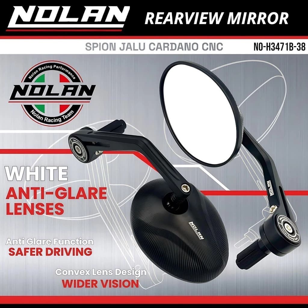 NOLAN Cardano อลูมิเนียมเต็ม CNC Oval Jalu Mirror Universal Motor nmax aerox xmax beat mio scoopy fazzio pcx…