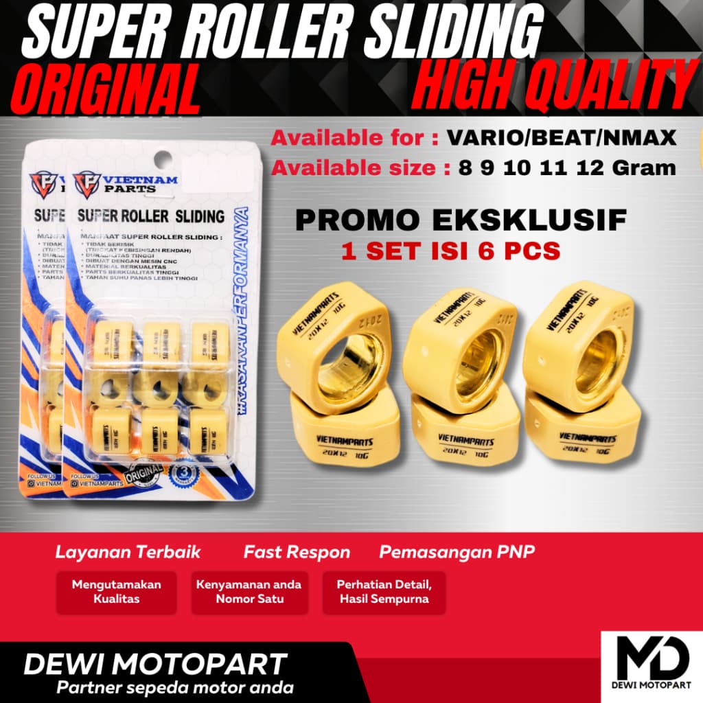 SLIDDING ROLLER 8-9-10-11-12-13 GRAM VARIO BEAT GENIO PCX ADV NMAX SLIDING ROLLER / Roller Vario 125