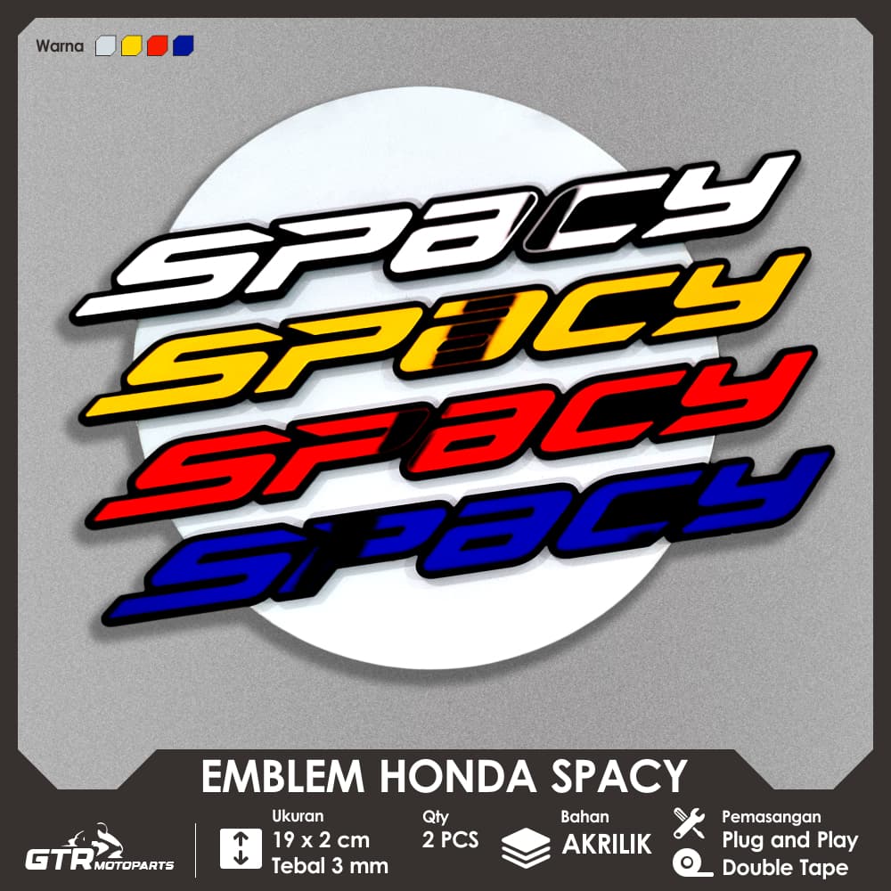 GTR Emblem Spacy 2 ชิ้น 3D นูนโลโก้ Honda Spacy อุปกรณ์มอเตอร์ไซค์