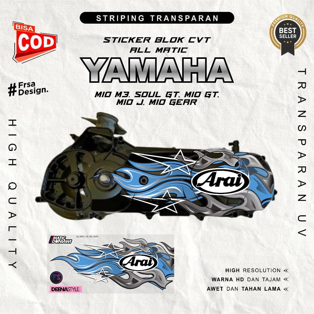 สติ๊กเกอร์ CVT แบบใส สําหรับ YAMAHA, MIO J, GT, M3, GEAR, ETC ลายไฟ Motif