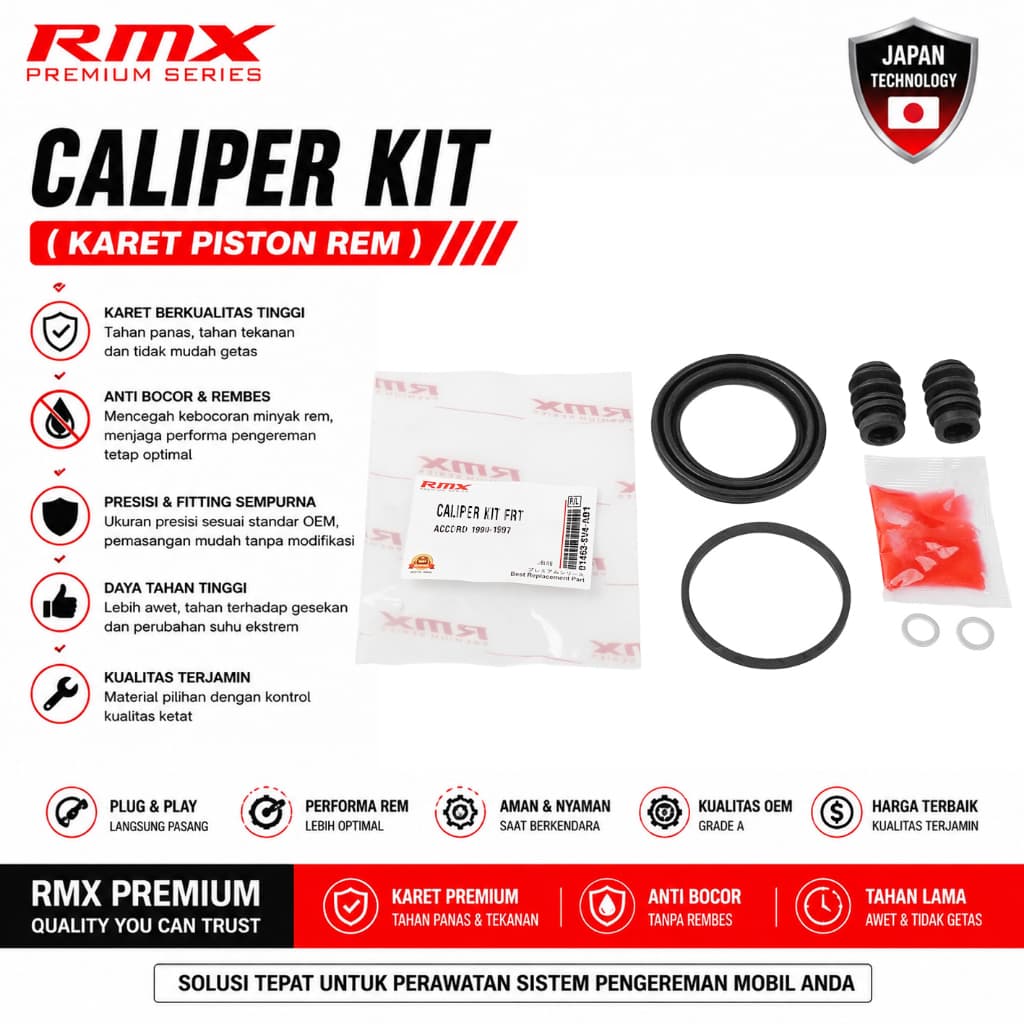 RMX Caliper Kit ลูกสูบยางเบรคหน้า Honda Odyssey RA6 RA8 RB1 RB2 RB3 2000-2013