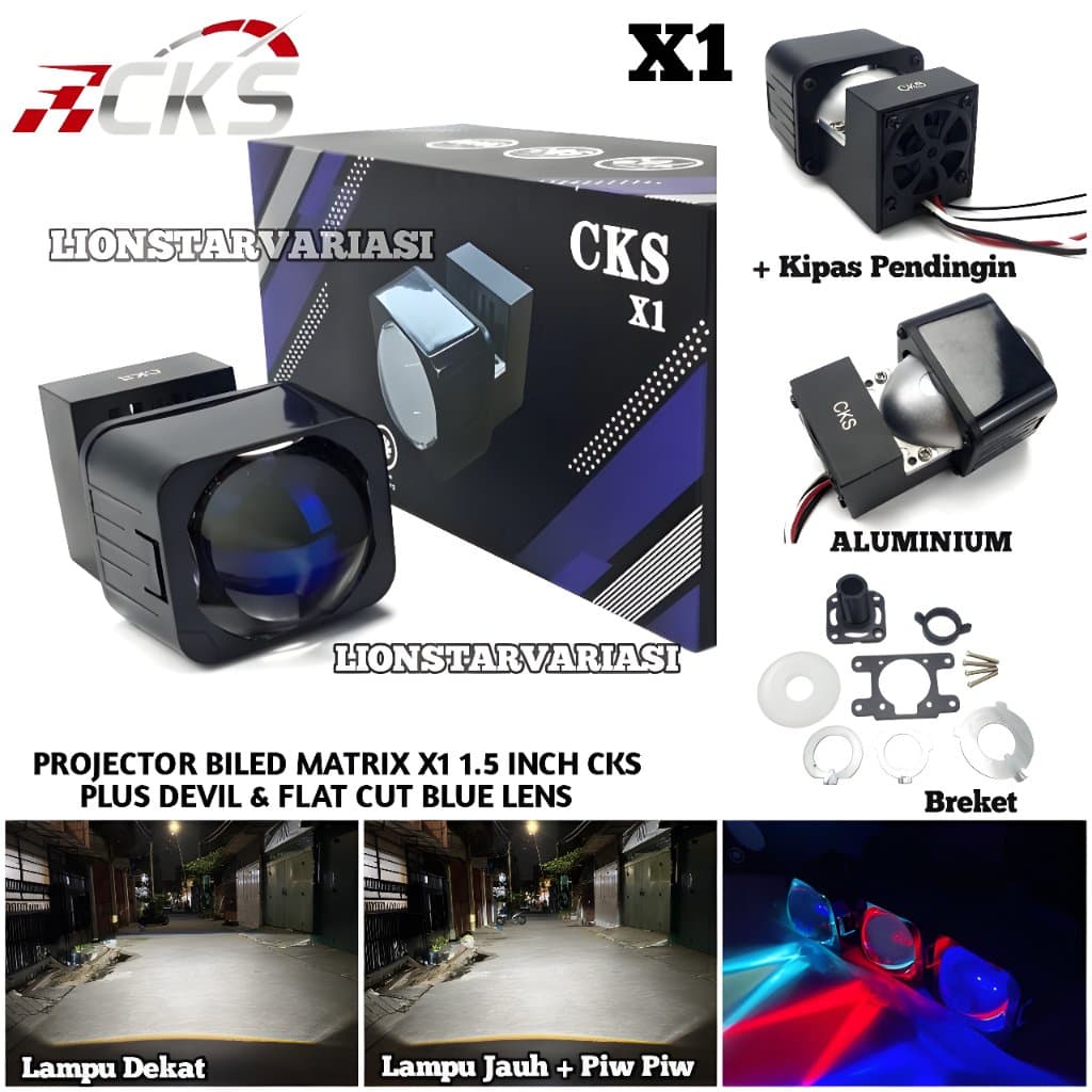 CKS X1 - โปรเจคเตอร์ Bished Matrix X1 1.5 INCH Plus Devil High Low Flat Cut รถกันน้ํารถจักรยานยนต์ Piw"