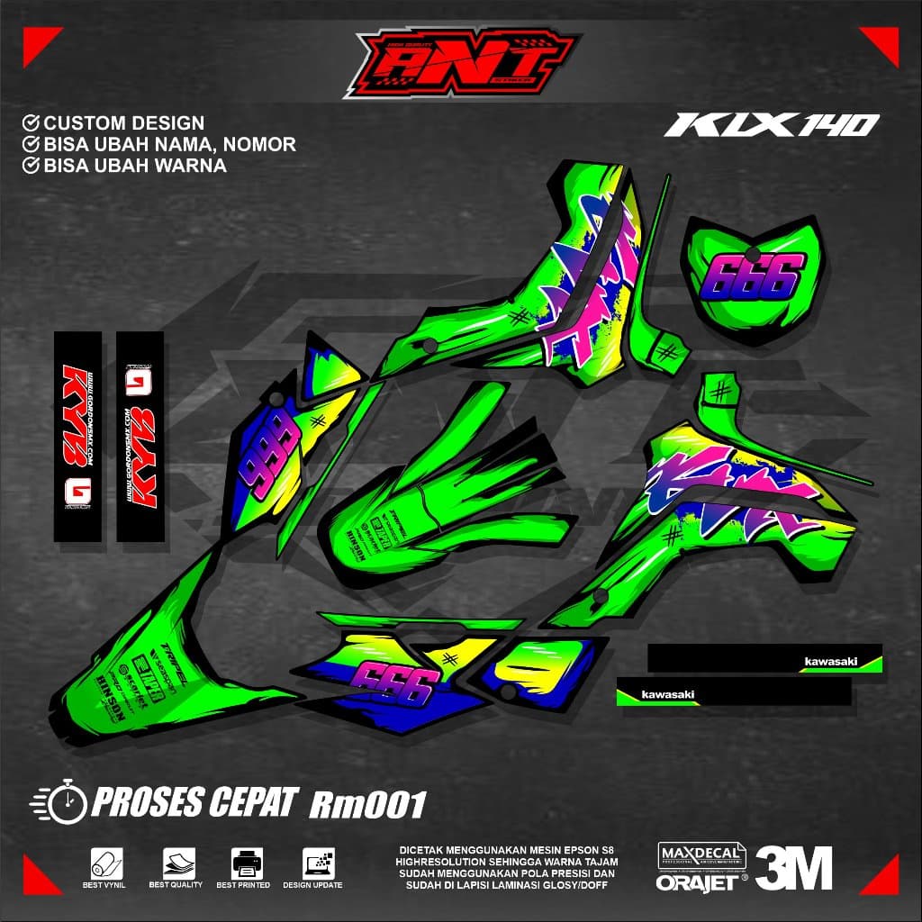 KLX 140 SUPER GLOSSY DECAL - สติ๊กเกอร์ KLX DECAL - สติ๊กเกอร์ KLX - ใหม่ล่าสุด KLX DECAL