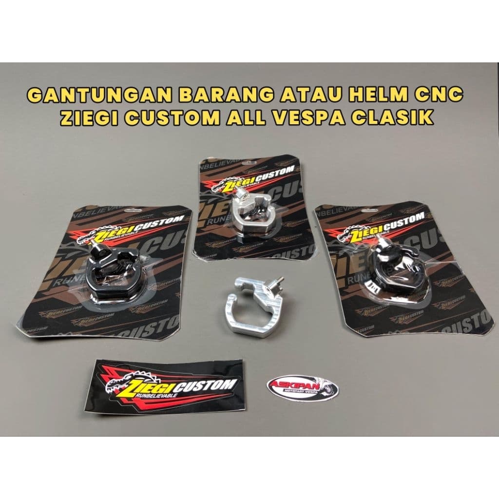 GANTUNGAN CNC หมวกกันน็อคไม้แขวนเสื้อ vespa Classic super sprint px excel pts Zieg custom Dural CNC pnp Black…