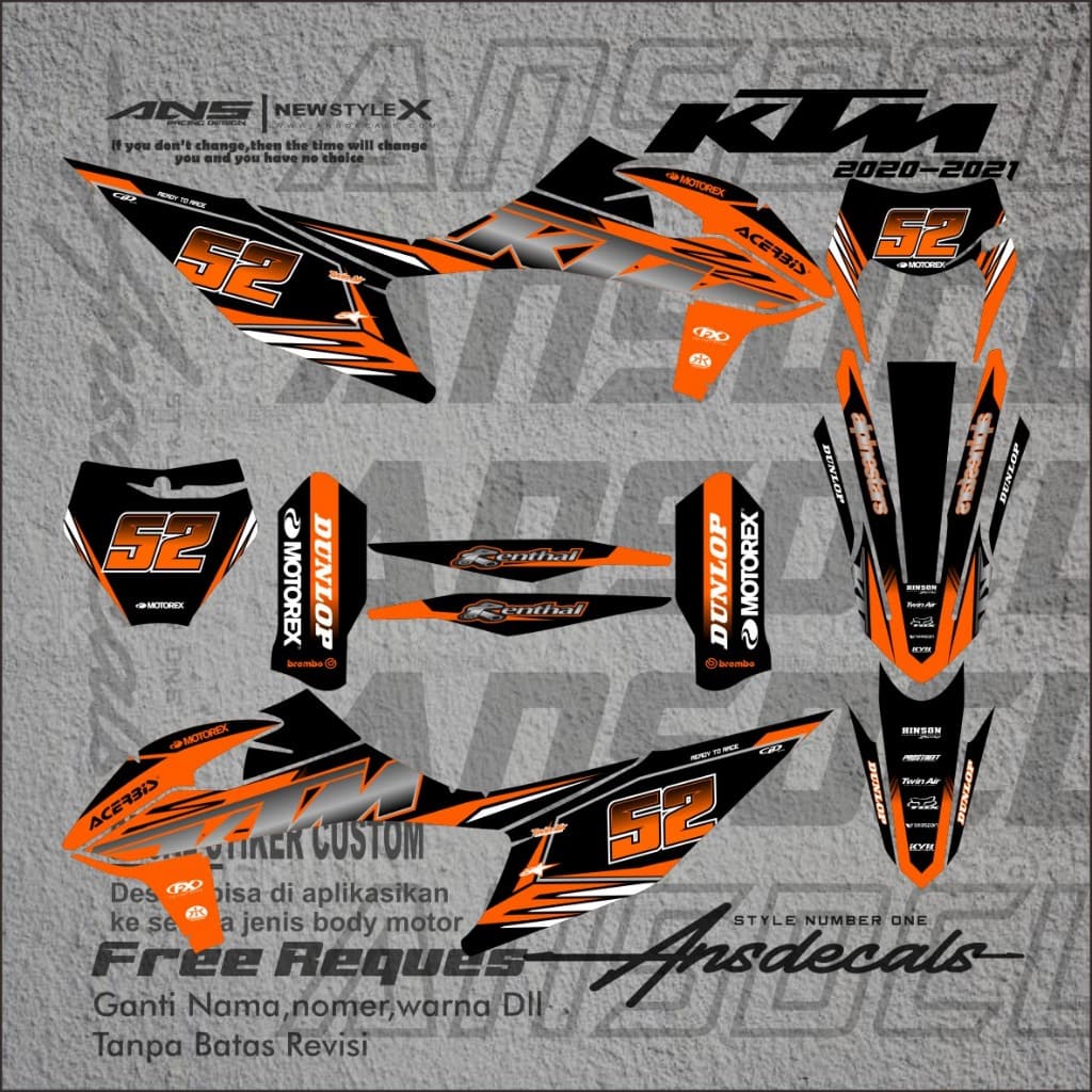 รูปลอก KTM 250 2020 Full Body Decal KTM 2020 ไวนิลแบบกําหนดเอง Anti-Fade ฟรีขอ