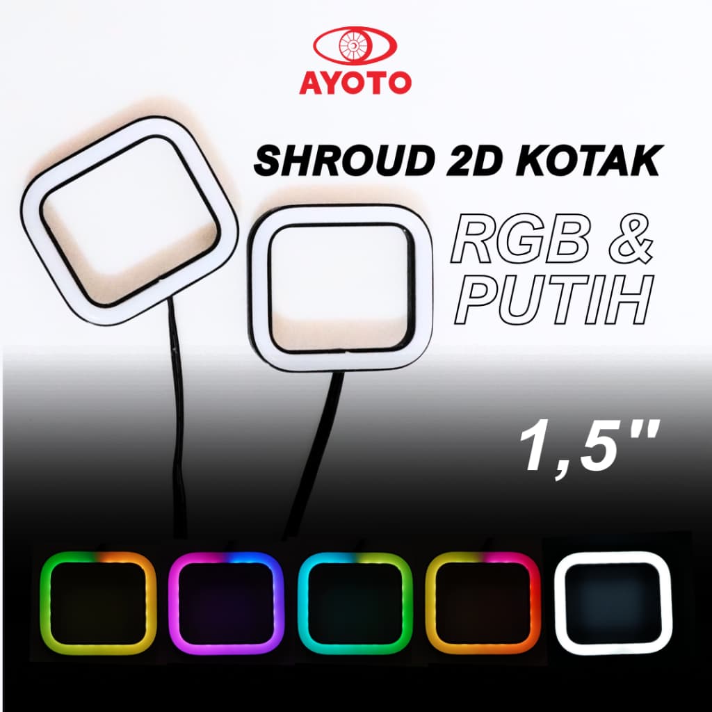 Shroud Angel Eyes กล่อง 2D 1.5 นิ้วสีขาว - RGB Full Color LED รถรถจักรยานยนต์ AYOTO โมเดิร์นหรูหราไฟหน้ารถ…