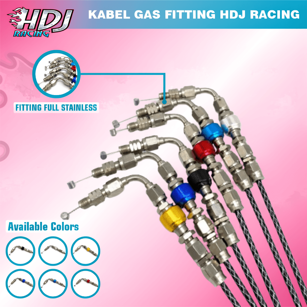 ข้อต่อสายแก๊ส L CNC Stainless HDJ RACING Thread m10 / 14 สายเงินหรือดํา 2 เมตร | สากลสําหรับก๊าซเสีย