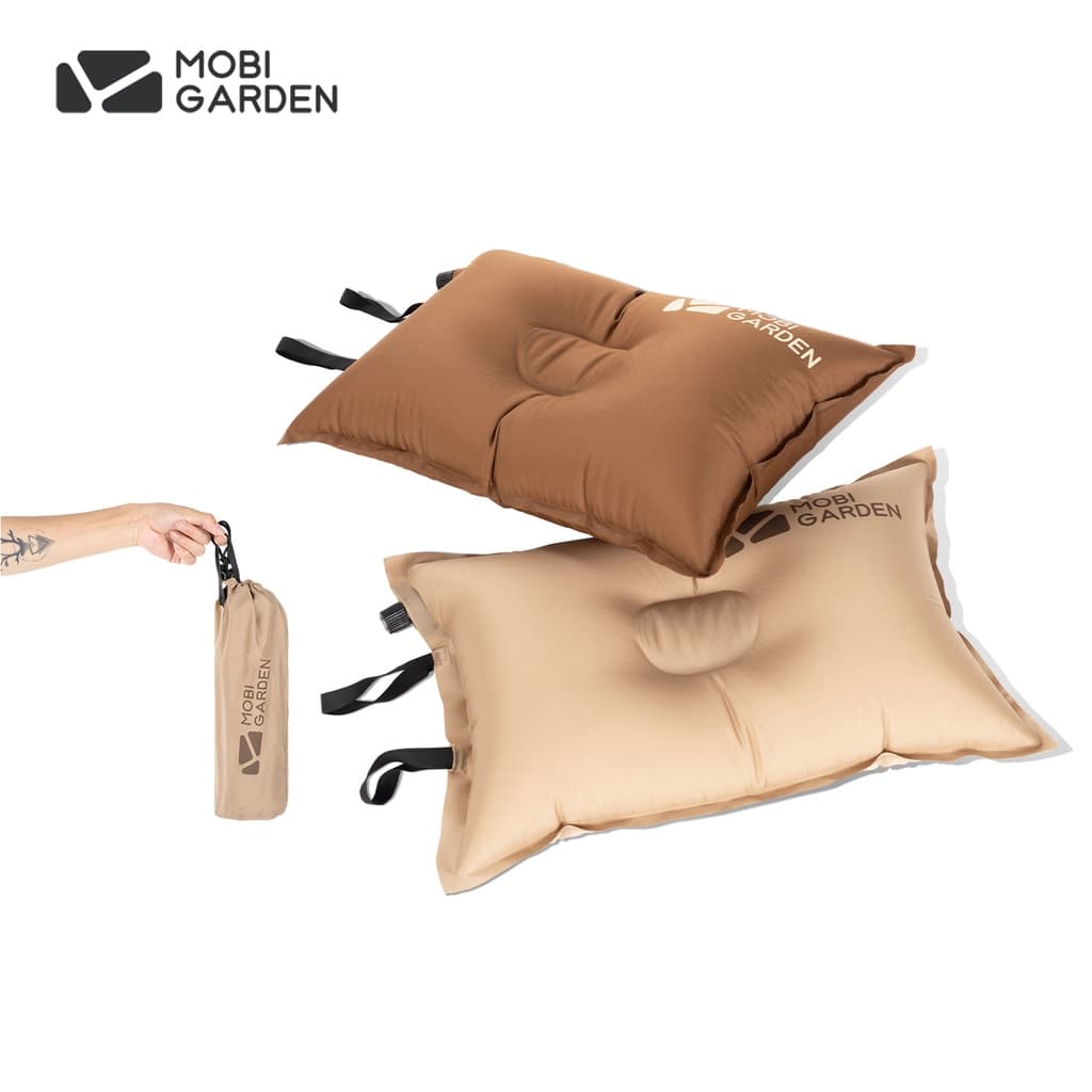 MOBI GARDEN หมอนเป่าลมอัตโนมัติ ฟองน้ํา เบาพิเศษ สะดวกสบาย แบบพกพา สําหรับตั้งแคมป์ เดินทาง กลางแจ้ง
