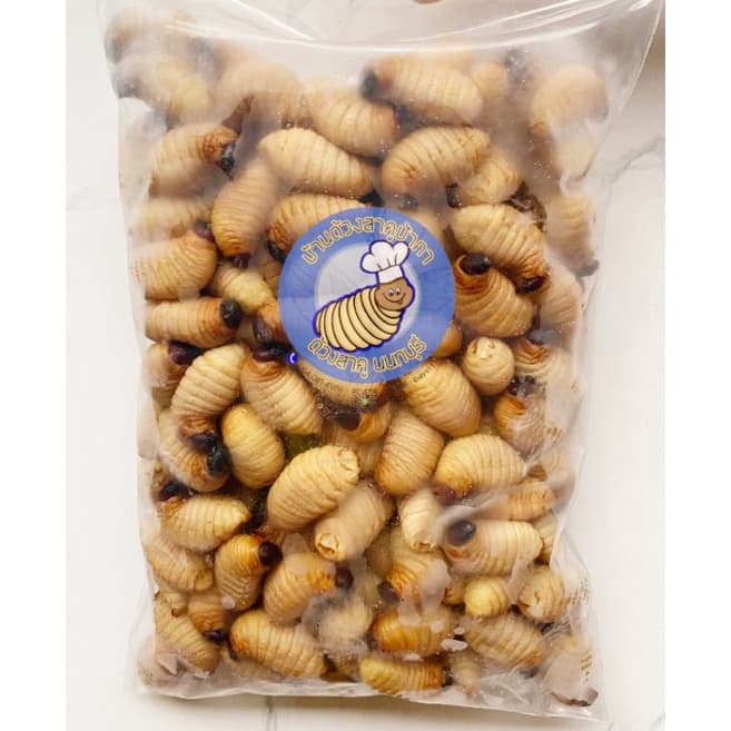 💥ด้วงสาคูป้าภาลวกสุกฟรีซ 500g(ไม่ใส่เกลือ)💥