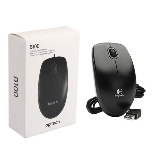 MOUSE (เม้าส์) LOGITECH B100 USB (BLACK) สายยาว 1.8 ประกัน 3 ปี *ของแท้ ประกันศูนย์ไทย* รูปที่ 1