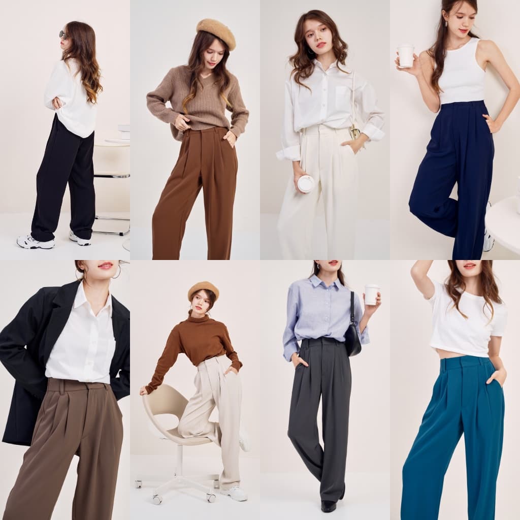 Marshmallow Pants Vol.2 สีใหม่ กางเกงทรงกระบอกผู้หญิง กางเกงทํางาน เอวสูง ผ้าลื่นเย็นสบาย