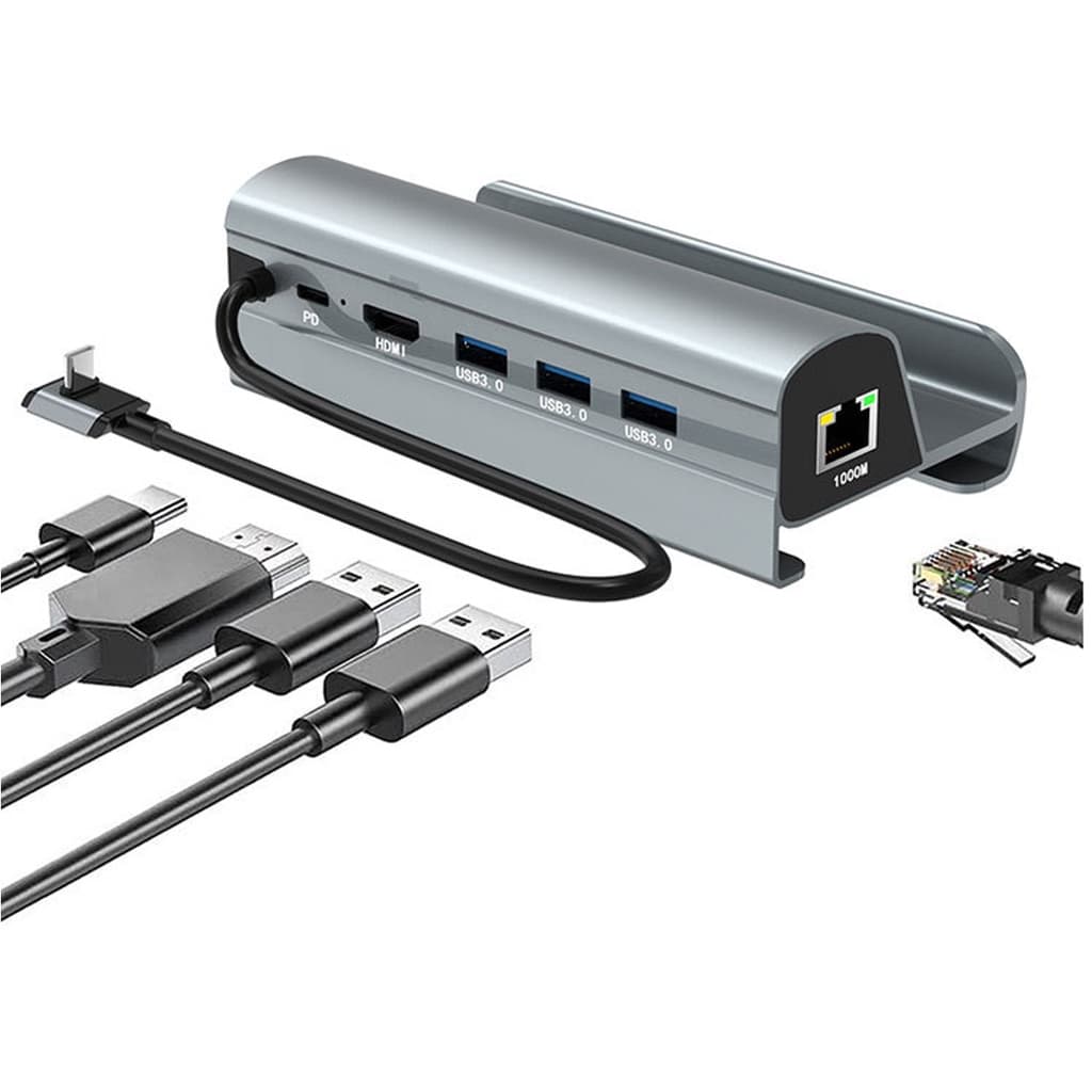 6 In 1 Dock Station พร้อมพอร์ต RJ45 LAN สําหรับ Nintendo Switch 2/Steam Deck/Nintendo Switch(OLED)/Rog…