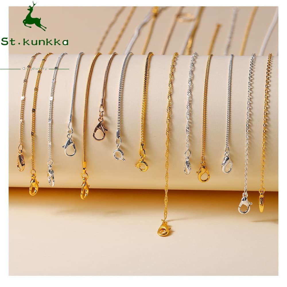 1ชิ้นสร้อยคอโลหะผสมจี้ง่ายโซ่ ตะขอก้ามปู DIY สําหรับผู้ชายและผู้หญิง ของขวัญคู่ ของขวัญวันวาเลนไทน์