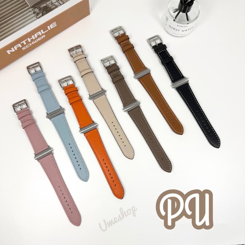 สายสําหรับแอปเปิ้ลวอชเเบบหนัง PU สาย smart watch11/10/9 8/7/6/5/4/3/2/1Se ขนาด38/40/41/42/44/45/46/49มม…