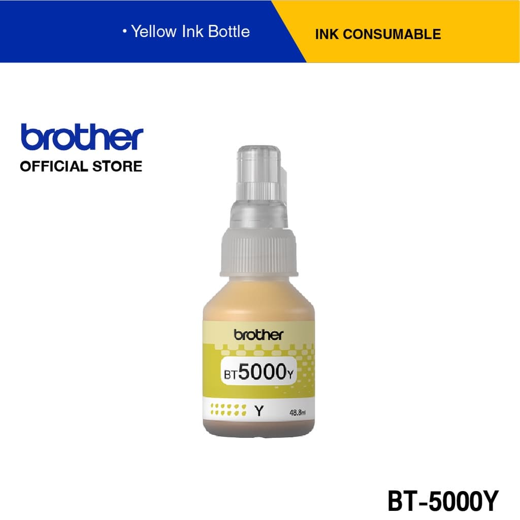 Brother BT5000Y หมึกพิมพ์เลเซอร์ สีเหลือง สําหรับเครื่องอิงค์เจ็ทรุ่น DCP-T300,DCP-T500W,DCP-T700W,MFC-T800W,D…