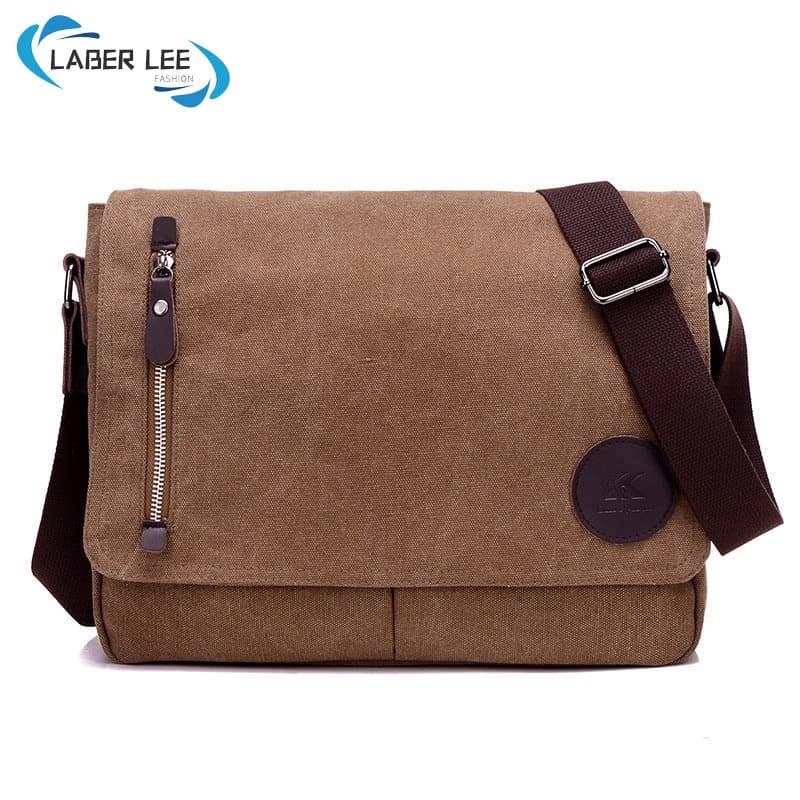 Laber Lee กระเป๋าสะพายไหล่ ผ้าแคนวาส ใส่แล็ปท็อปได้ สไตล์เรโทร สําหรับผู้ชาย