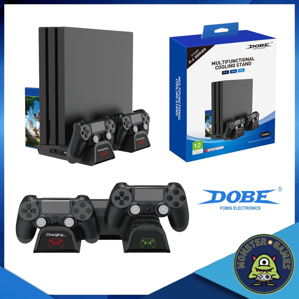 Dobe ขาตั้งเครื่อง Ps4 Pro/Slim มีไฟบอกสถานะการชาร์จจอย (Stand for Ps4)(ขาตั้ง Ps4 3 in 1) PS4 Stand