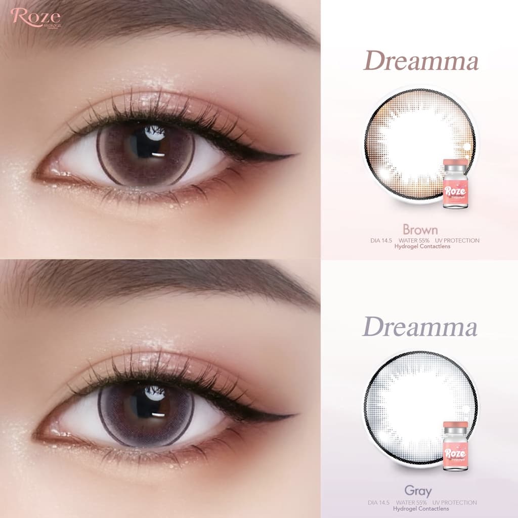 คอนแทคเลนส์ 💗ขนาดบิ๊กอายโตมาก💗 รุ่น Dreamma (Rozelens) สี Brown/Gray/Black