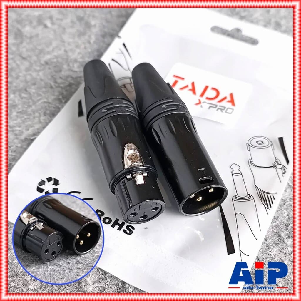 1คู่ TADA GYX-01BK + GYX-02BK XLR ผู้+เมีย สีดํา ปลั๊กแคนนอนผู้+เมีย P.CANNON+J.CANNON GYX01BK + GYX02BK…