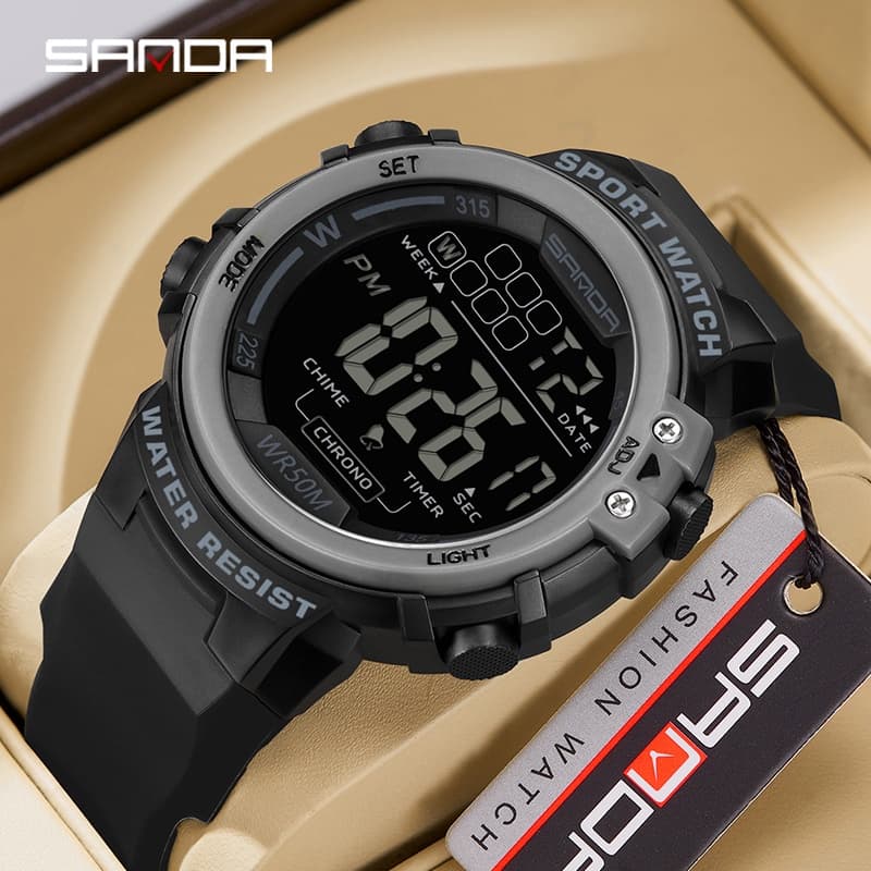 Sanda's นาฬิกาข้อมือควอทซ์อิเล็กทรอนิกส์ หน้าจอขนาดใหญ่ แฟชั่น SD2140-6 รูปที่ 1