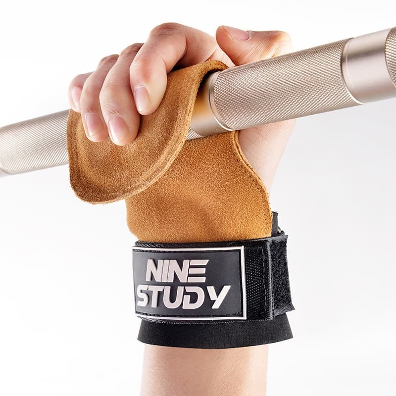 ถุงมือสําหรับออกกําลังกาย 1 คู่ Cowhide Gym Gloves Grips Weightlifting Fitness Pull Up Crossfit Workout…