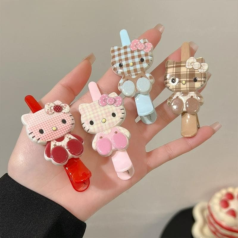 น่ารัก Hello Kitty Hairpin ผู้หญิงหน้าผาก Bangs ผมหักคลิปด้านข้างอุปกรณ์เสริมผมใหม่ Duckbill คลิป