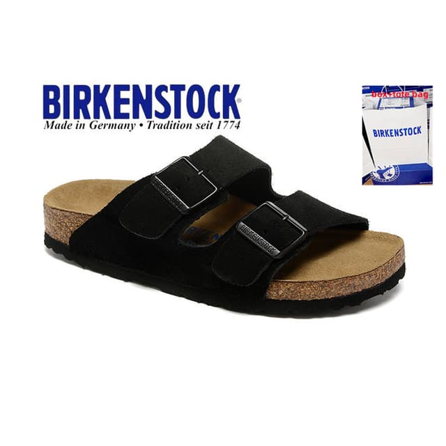 Box toebag พร้อมส่ง Birken รองเท้าผ้าใบหนังนุ่มสีดําตัวอักษรคู่เงิน rvy2 XRKI 3NUT