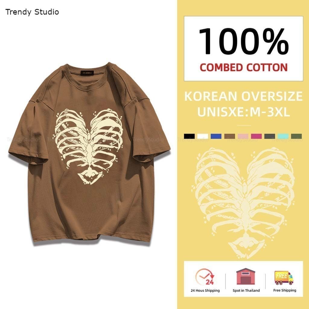 (จัดส่งตลอด 24 ชั่วโมง) พร้อมส่ง เสื้อ T-shirt เสื้อยืด 6 สี ไซซ์ S - 3Xl 100% cotton…