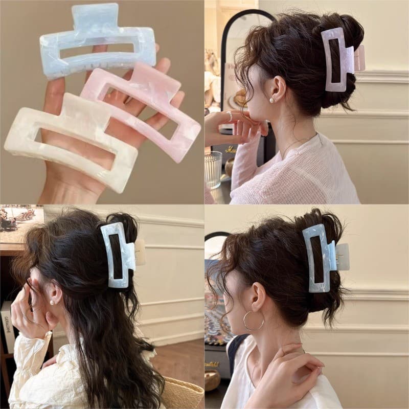 ใหม่! Hairpin Headwear สีหินอ่อนสําหรับผู้หญิง กับ Big Grips ผม Cips