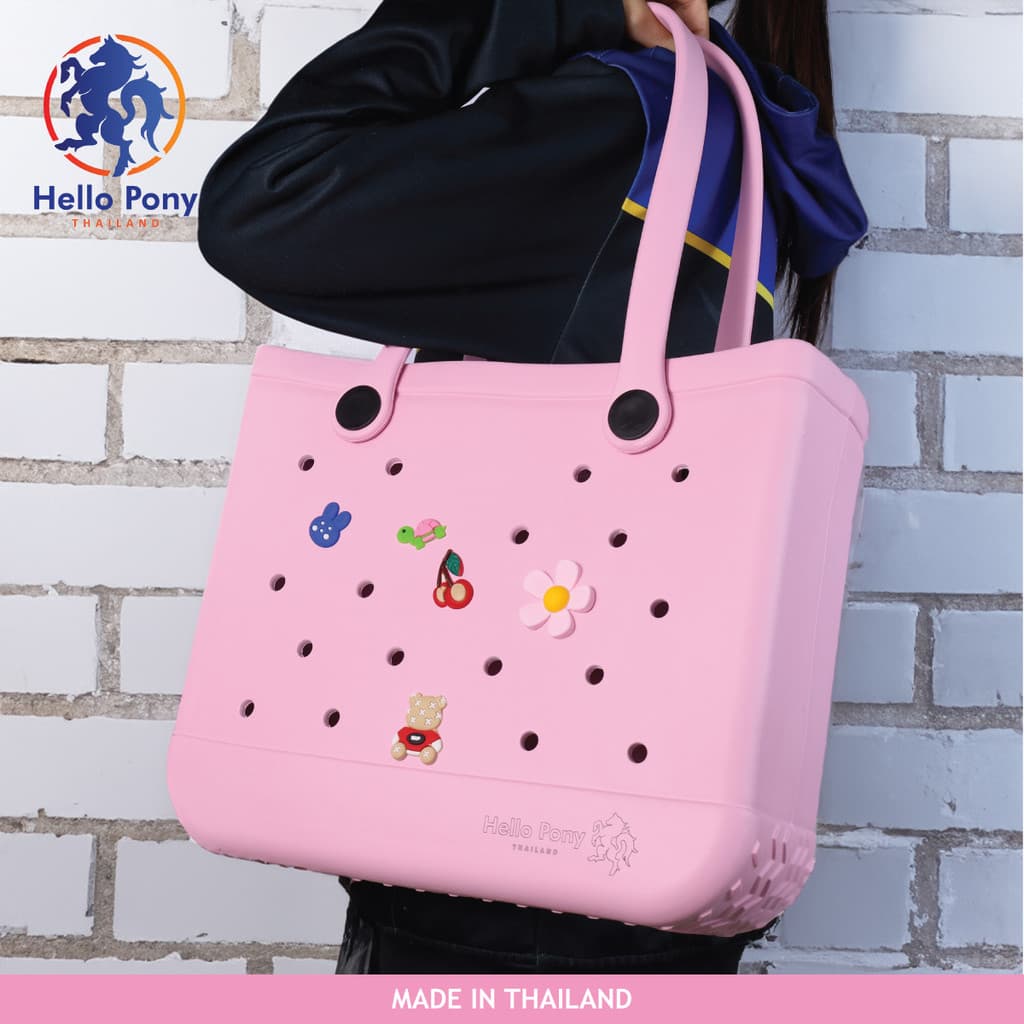 Hello Pony รุ่น BM4001 กระเป๋าสะพายไหล่ ขนาด 30 x 36 CM. แบบพกพา ยาง EVA ขนาดใหญ่ สีสันสดใส แฟชั่น…