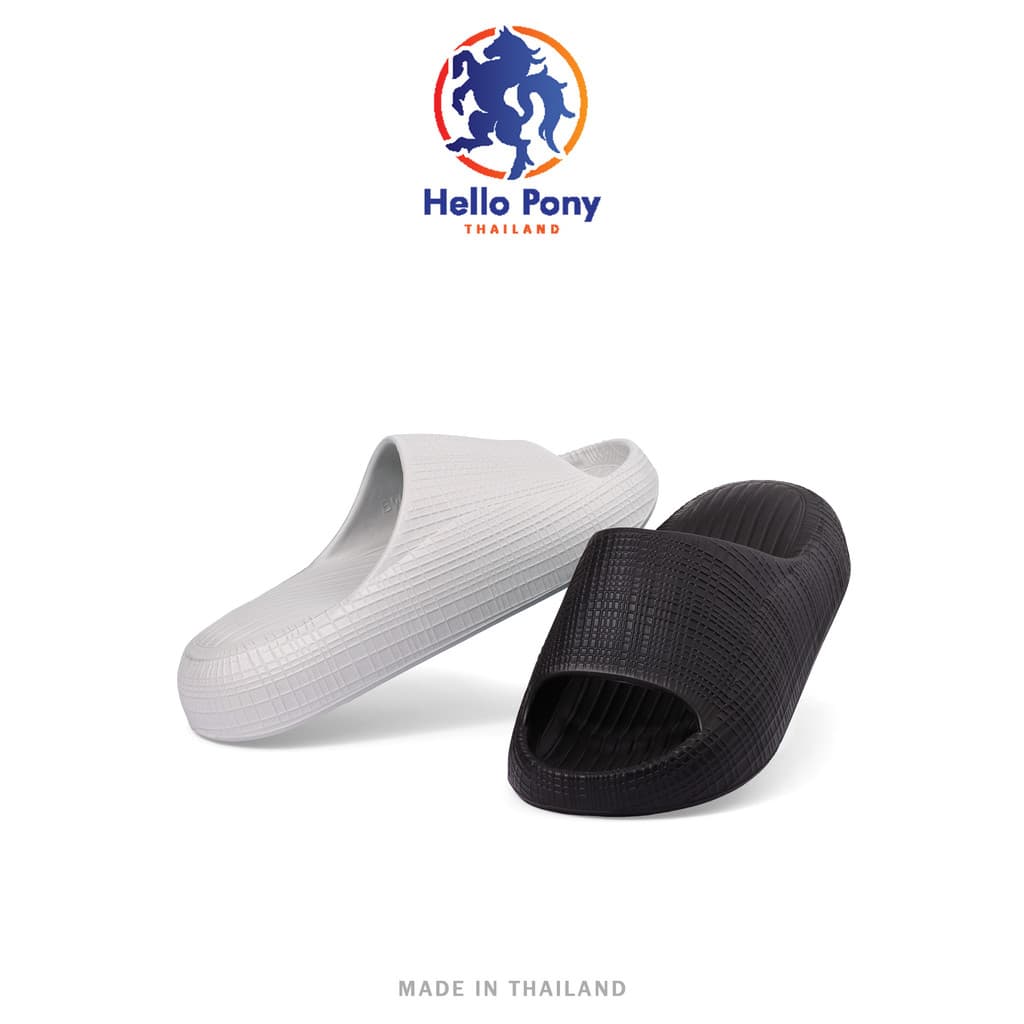 Hello Pony รองเท้าแตะ แบบสวม รุ่น MHM4013 ลายตาราง ใส่สบาย EVA พื้นหนานุ่ม รองเท้าอุ้งเท้าแมว…