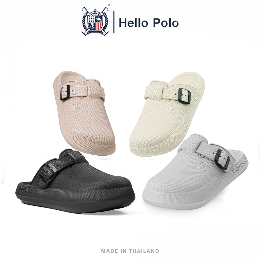 Hello Polo รุ่น HP8047 รองเท้านุ่ม แฟชั่นแบบสวม รองเท้าแตะ ส้นแบน EVA รองเท้าแตะผู้หญิงและผู้ชาย กันน้ํา…