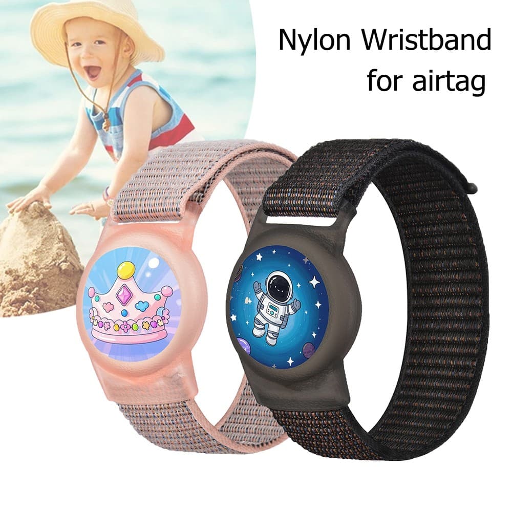 สําหรับสร้อยข้อมือ AirTag สําหรับเด็ก, เคสป้องกันสําหรับ Apple Air Tag Tracker พร้อมสายรัดข้อมือไนลอน,…
