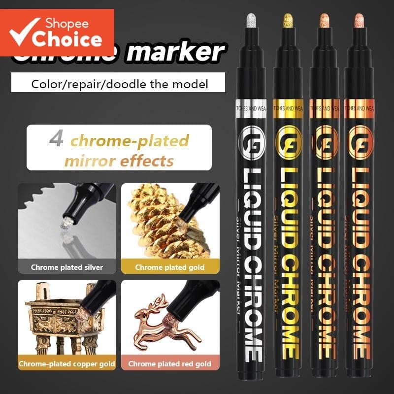 ปากกามาร์กเกอร์ เคลือบโครเมี่ยม กันน้ํา 0.7/1 มม. 2 มม. 3 มม. สีเงิน ทอง สําหรับศิลปะ โรงเรียน