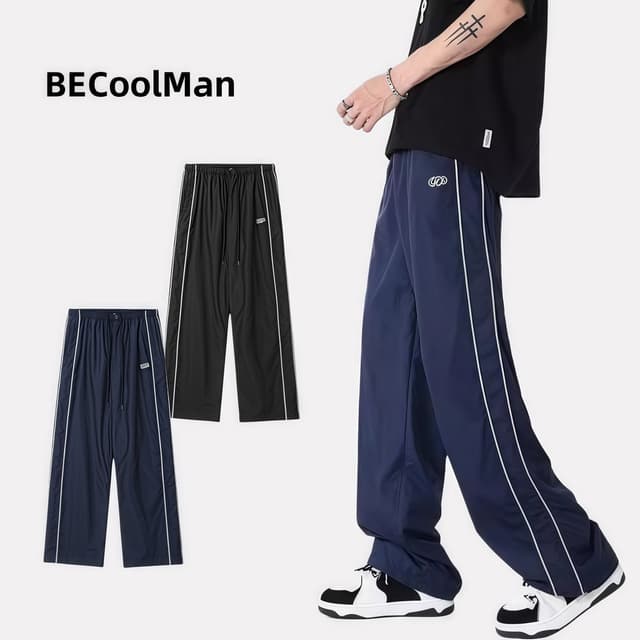 💥BECoolMan💥กางเกงกีฬาชาย เอวยางยืด ใส่ได้ทั้งชายและหญิง ทรงหลวมทรงตรง
