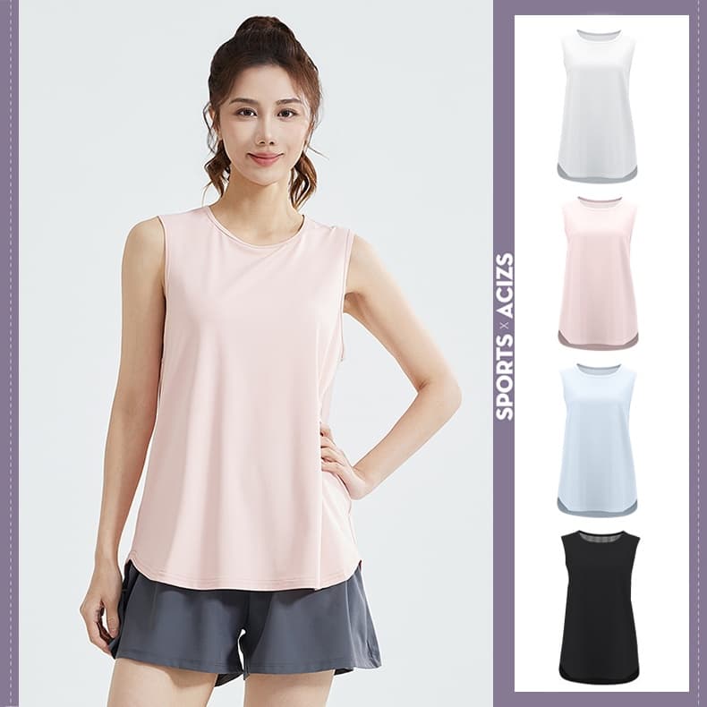 mvp sport เสื้อกั๊กแขนกุด เสื้อกีฬา เสื้อกั๊กตาข่ายหลังสวย เสื้อกั๊กคอกลมสีพื้น [กรุงเทพ. พร้อมส่ง]